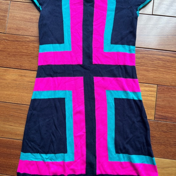 Lilly Pulitzer Knit Color Block Sweater Dress Isabella Dark Navy Teal Pink XS - Picture 3 of 5